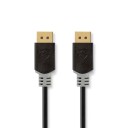 Nedis Displayport kabel Displayport Han 8k@60hz Gull Belagt 3.00 M Rund PVC Antrasitt / Grå Boks