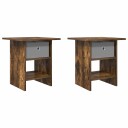  Nattbord 2 pcs Røkt eik 41 x 40 x 45 cm Konstruert tre