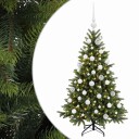 vidaXL Kunstig juletre med julekuler 150 cm 150 LED-lys Varmhvit