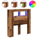  Sengegavl med LED gammelt tre 100x18,5x103,5 cm konstruert tre 8721158446695
