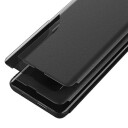 Hurtel Eco Lær View Deksel med Stativ til iPhone 16e Svart