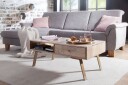 Sekuterski Sofabord 95 cm med Oppbevaring Skuff + Hylle - Massivt Tre