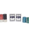 Pokersett 2 Kortstokker 100 Poker Chips og Dealer Chip