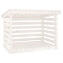 Vedstativ hvit 108x73x79 cm heltre furu