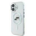 Karl Lagerfeld MagSafe Mobildeksel i Metall for iPhone 16 Plus - Karl&Choupette Hvit