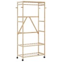  Klesstativ med hyller og hjul 90x40x179,5 cm bambus 8721102643040