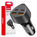 Amio 50W Bil Lader med 2xUSB A og 2xUSB C Svart