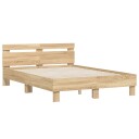 vidaXL Sengeramme med hodegavl sonoma eik 120x200 cm konstruert tre 8721012246461