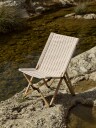 Outdoor Market Folding Chair Beige With Red Stripe