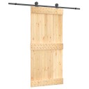 vidaXL Skyvedør Naturlig og svart 95 x 210 cm Massiv Furu Tre