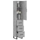vidaXL Highboard betonggrå 34,5x34x180 cm konstruert tre 8720845482992