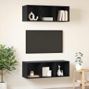  Vegghengte TV skap Veggmontert 2 pcs Svart eik 37 x 37 x 107 cm