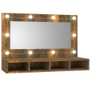 vidaXL Speilskap med LED røkt eik 90x31,5x62 cm