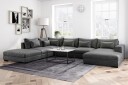 Dubai stor U sofa modul med divan høyre fløyel ekstra dyp   Mørkegrå