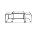 Three set table settbord svart krom høy