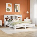  Seng med bokhylle uten madrass hvit 180x200 cm heltre furu 8721158383136