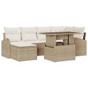  Hagesofa Set med pute 7 pcs beige og krem