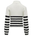 kids ONLY Cloud Dancer Black Franca Half Zip Stripe Strikk Bluse Noos 122-128
