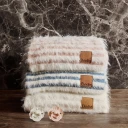 Elodie Furry Knit Teppe Vanilla White