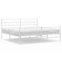 vidaXL Sengeramme i metall med hode- og fotgavl hvit 200x200 cm 8721012189348