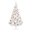 vidaXL Kunstig juletre halvt med LED og kuler 180 cm hvit