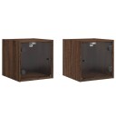  Nattbord med glassdører 2 stk brun eik 35x37x35 cm 8721012214255