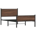  Sengeramme i metall med hode- og fotgavl brun eik 100x200 cm 8721102955402