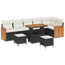 vidaXL Hagesofa Set 9 stk. 9-Antall seter Svart og krem