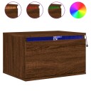  Vegghengt nattbord med LED-lys 2 stk brun eik 8721012254220