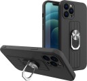 Hurtel Ring Case silikonetui med fingergrep og stativ for Samsung Galaxy A22 4G Svart