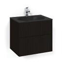 Macro Design Crown Line Servantskap 2-skuff - med Glasservant Eik / 60cm Glass Edge Svart