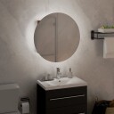 vidaXL Baderomsskap med rundt speil og LED eik 40x40x17,5 cm