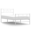 vidaXL Sengeramme i metall med hode  og fotgavl hvit 100x200 cm