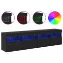 TV Veggskap 2 pcs Svart Eik 80 x 30 x 40 cm Konstruert tre