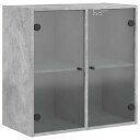  Sideskap med glassdører betonggrå 68x37x68,5 cm 8721012214439