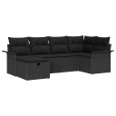 vidaXL Hagesofa Set 6 stk. Svart polyrotting