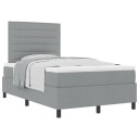  Box Spring Seng med Madrass Lys Grå Liten Dobbel Stoff