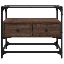  TV-benk med glasstopp brun eik 60x35x51 cm konstruert tre 846058