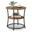 Rundt sidebord med 2 hyller   rustikk brun/svart