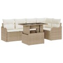  6 Delt Hage Sofa Sett med Pute Beige Poly Rottning