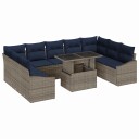 vidaXL Sofa sett 10 stk. 9 Antall seter Svart og Blå polyrotting