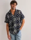 OAS Cuba Crochet Shirt Mønstrete skjorter Blå