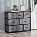 Kommode med 8 skuffer laget av stoff oppbevaringsskap kommode med håndtak metallramme moderne designskap for soverom stue,