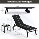 Justerbart utendørs solsengsett med bord – svart