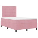  Bokfjær Sengeramme med Madrass & LED Rosa 120x200 cm Fløyel