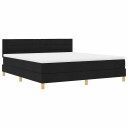  LED Box Springer Bed med hodegjerde Svart 180 x 200 cm stoff