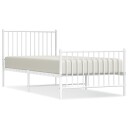 vidaXL Sengeramme i metall med hode- og fotgavl hvit 90x200 cm
