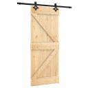  Skyvedør Naturlig og svart 85 x 210 cm Massiv Furu Tre