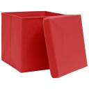 Vidaxl Oppbevaringsbokser Med Lokk 4 Stk Rød 32x32x32 Cm Stoff