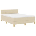  Box Spring Seng med Madrass Krem 140x200 cm Stoff